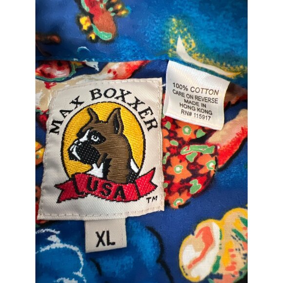 Max Boxxer XL Santa Surfing Hawaiian Button Down Shirt Tropical Holidays - Picture 2 of 6